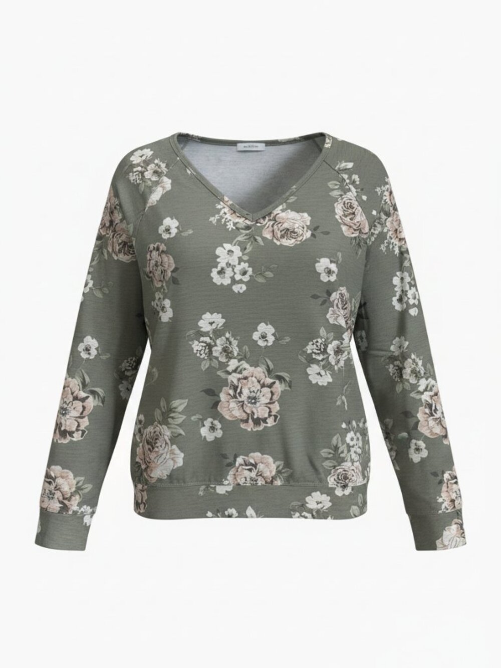 Maurice's Floral Long Slit Sleeve Shirt Blouse Top Medium V-Neck